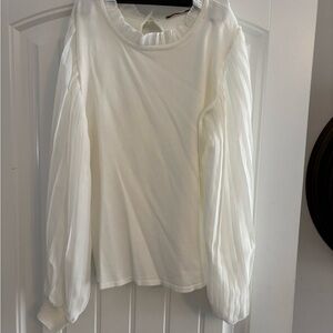 Belldini Cream Blouse with Pleated Sleeves